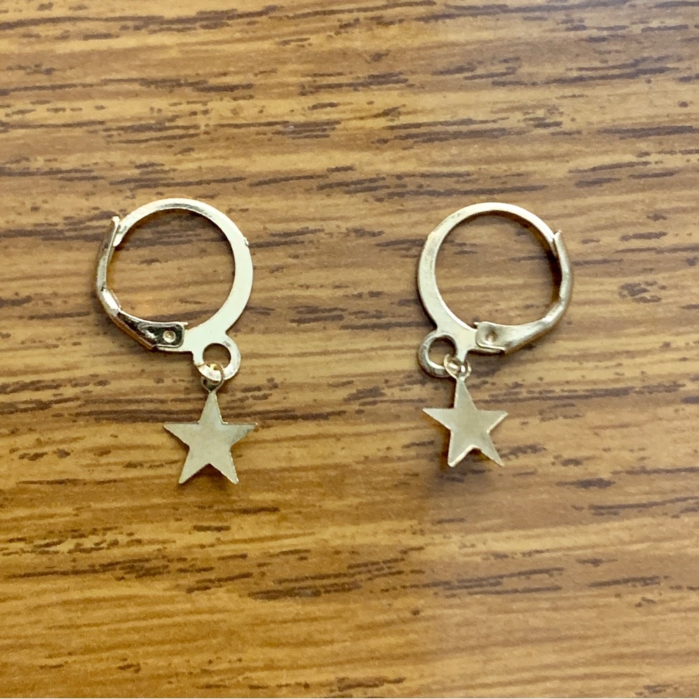 Gold Star Small Dangle Earrings